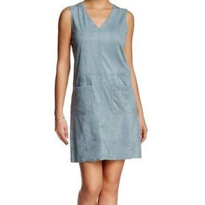 Max Studio blue faux suede shift dress sz M